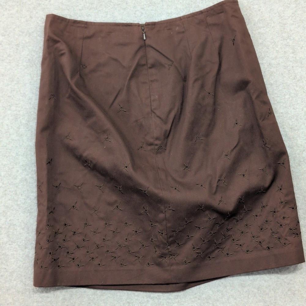 B Moss Company Brown Eyelet Detail A-Line Skirt Size‎ 6 - Picture 3 of 3